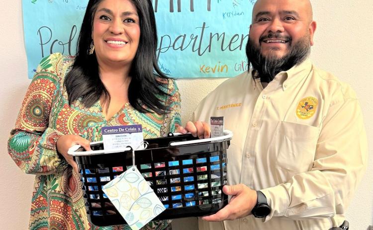 The Dimmitt Police Department received a ‘goody basket’ from the Deaf Smith County Crisis Center in recognition of Sexual Assault Awareness Month for their support and dedication to victims and survivors. For those needing assistance, contact the Deaf Smith County Crisis Center at 218 W. 3rd in Hereford or call 806-364-4435. To volunteer, contact Angela Gamboa or any staff member.