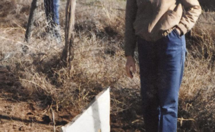 HISTORY IN PIECES--Tombstones at the old La Plata Cemetery dating to the 1890s have borne the ravages of time and neglect and broken apart in the mostly-neglected landmark of the one-time county seat. (Photo Courtesy of Deaf Smith County Museum.