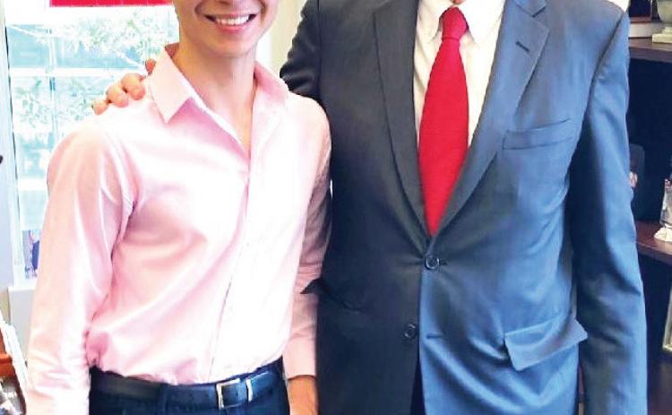 Pablo Perez visited with former Texas Tech Chancellor Kent Hance recently to discuss opportunities that the university can provide for students as well as the support that the system can foment success. Both Perez and Hance claim Dimmitt as their hometown. Perez recently graduated from Dimmitt High School last and plans to major in chemistry at TTU. Hance is a Dimmitt native who is the third and longest serving chancellor of the TTU system until his retirement in July 2014.