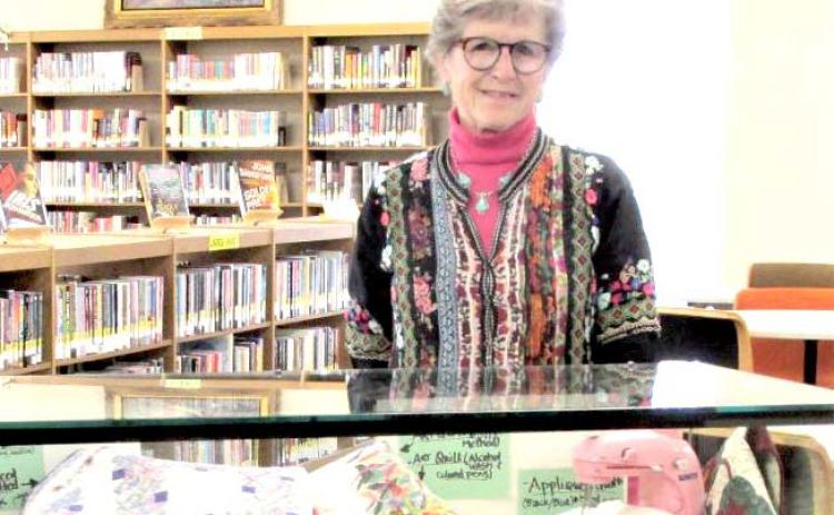 Rhoads Memorial Library Displayer of the Month is Cinde Ebeling of the Ogallala’s Quilters Society.