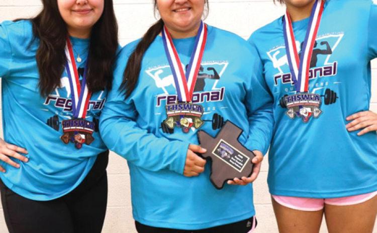 DHS Women’s Powerlifting Team (THSWPA Regionals - Equipped) - Regional Qualifiers competed at Eldorado this past weekend with three lifters earning medals. Yadira Esqueda placed 1st in weight class 242 (State Qualifier); Estreya Rubio, 2nd in weight class 165 (State Qualifier); and Maria Lopez, 3rd in weight class 181. (DISD photo)